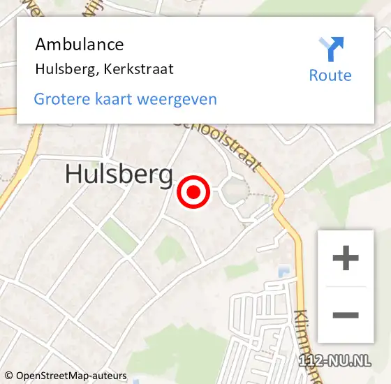 Locatie op kaart van de 112 melding: Ambulance Hulsberg, Kerkstraat op 15 mei 2014 15:10