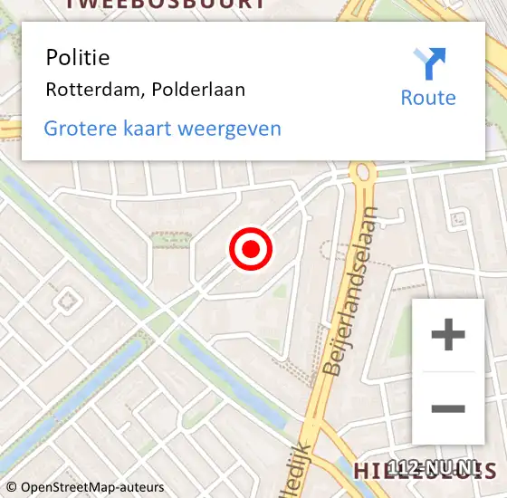 Locatie op kaart van de 112 melding: Politie Rotterdam, Polderlaan op 11 augustus 2020 22:56