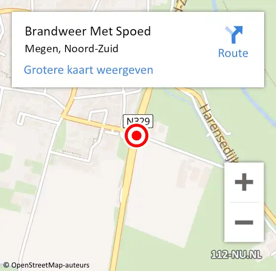 Locatie op kaart van de 112 melding: Brandweer Met Spoed Naar Megen, Meerstraat op 11 augustus 2020 23:50