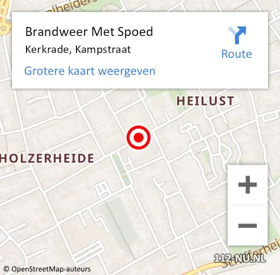 Locatie op kaart van de 112 melding: Brandweer Met Spoed Naar Kerkrade, Kampstraat op 11 augustus 2020 23:56