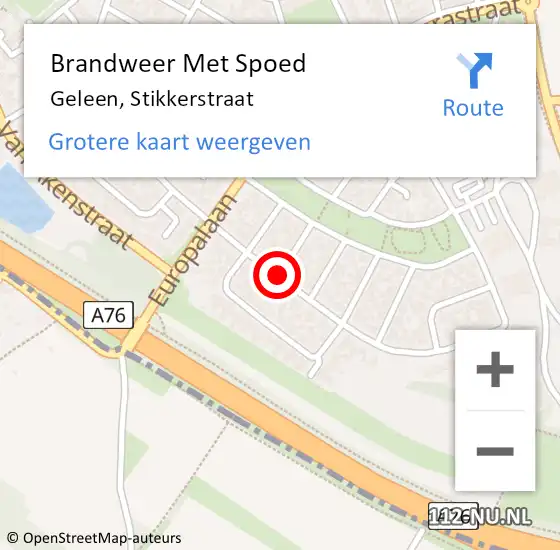 Locatie op kaart van de 112 melding: Brandweer Met Spoed Naar Geleen, Stikkerstraat op 12 augustus 2020 00:55