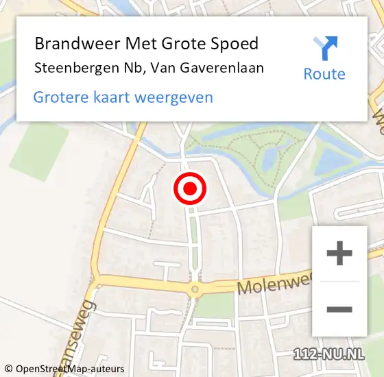 Locatie op kaart van de 112 melding: Brandweer Met Grote Spoed Naar Steenbergen Nb, Van Gaverenlaan op 12 augustus 2020 01:10