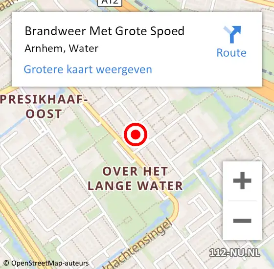 Locatie op kaart van de 112 melding: Brandweer Met Grote Spoed Naar Arnhem, Water op 12 augustus 2020 02:14