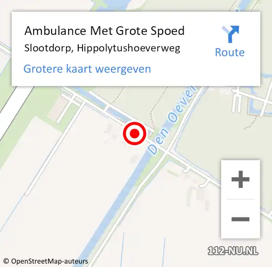 Locatie op kaart van de 112 melding: Ambulance Met Grote Spoed Naar Slootdorp, Hippolytushoeverweg op 12 augustus 2020 03:44