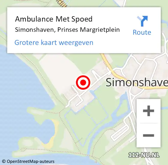 Locatie op kaart van de 112 melding: Ambulance Met Spoed Naar Simonshaven, Prinses Margrietplein op 12 augustus 2020 04:36