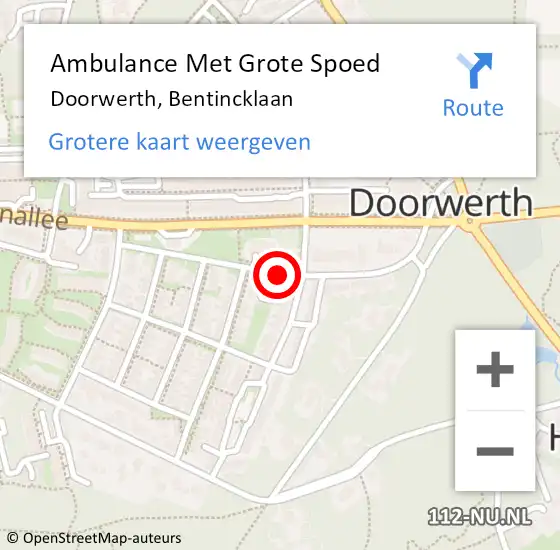 Locatie op kaart van de 112 melding: Ambulance Met Grote Spoed Naar Doorwerth, Bentincklaan op 12 augustus 2020 04:53