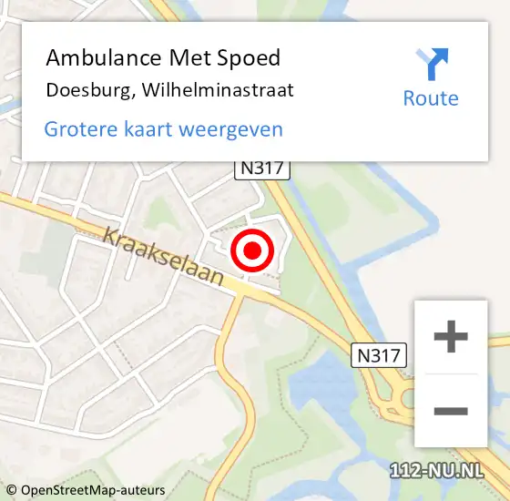 Locatie op kaart van de 112 melding: Ambulance Met Spoed Naar Doesburg, Wilhelminastraat op 12 augustus 2020 06:13