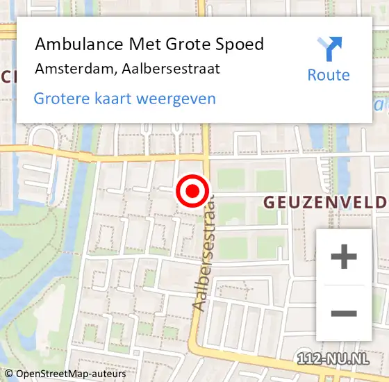 Locatie op kaart van de 112 melding: Ambulance Met Grote Spoed Naar Amsterdam, Aalbersestraat op 12 augustus 2020 08:13