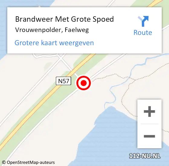 Locatie op kaart van de 112 melding: Brandweer Met Grote Spoed Naar Vrouwenpolder, Faelweg op 12 augustus 2020 09:39