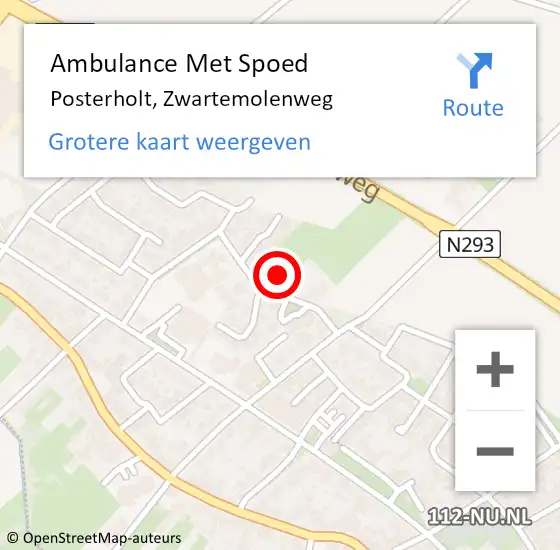 Locatie op kaart van de 112 melding: Ambulance Met Spoed Naar Posterholt, Zwartemolenweg op 12 augustus 2020 10:09