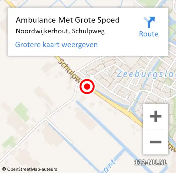 Locatie op kaart van de 112 melding: Ambulance Met Grote Spoed Naar Noordwijkerhout, Schulpweg op 12 augustus 2020 11:00