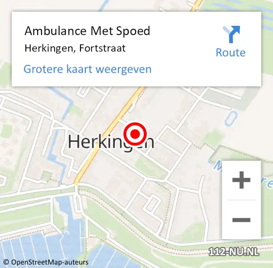 Locatie op kaart van de 112 melding: Ambulance Met Spoed Naar Herkingen, Fortstraat op 15 mei 2014 15:57