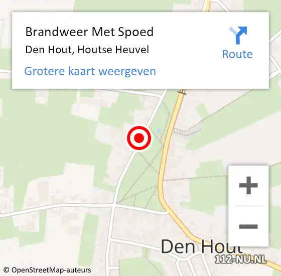 Locatie op kaart van de 112 melding: Brandweer Met Spoed Naar Den Hout, Houtse Heuvel op 12 augustus 2020 12:02