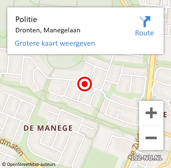 Locatie op kaart van de 112 melding: Politie Dronten, Manegelaan op 12 augustus 2020 12:15