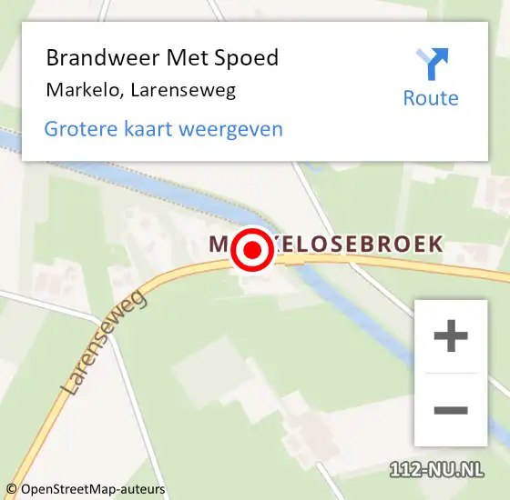 Locatie op kaart van de 112 melding: Brandweer Met Spoed Naar Markelo, Larenseweg op 15 mei 2014 15:59