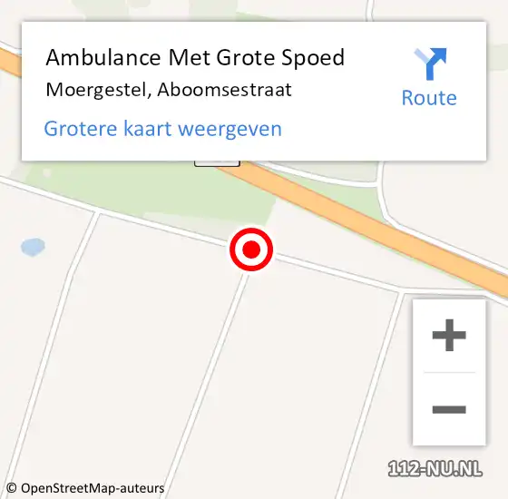 Locatie op kaart van de 112 melding: Ambulance Met Grote Spoed Naar Moergestel, Aboomsestraat op 12 augustus 2020 12:17