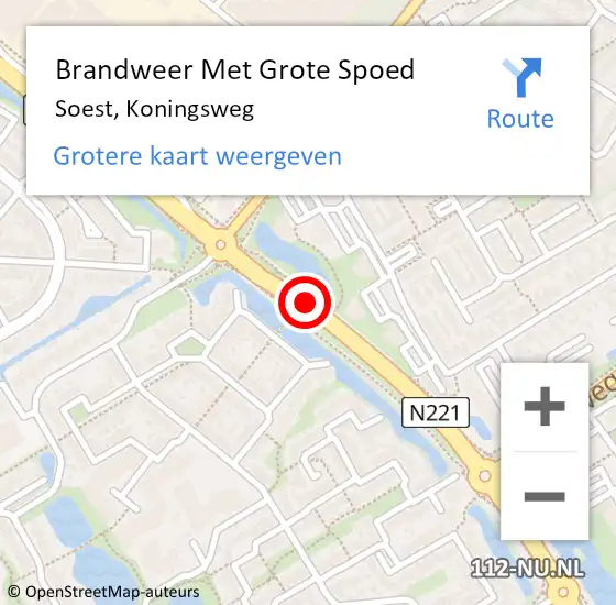 Locatie op kaart van de 112 melding: Brandweer Met Grote Spoed Naar Soest, Koningsweg op 12 augustus 2020 13:08
