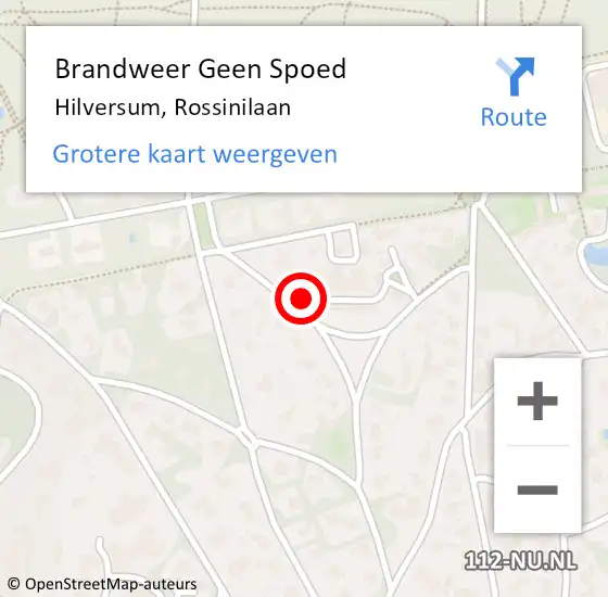 Locatie op kaart van de 112 melding: Brandweer Geen Spoed Naar Hilversum, Rossinilaan op 15 mei 2014 16:06