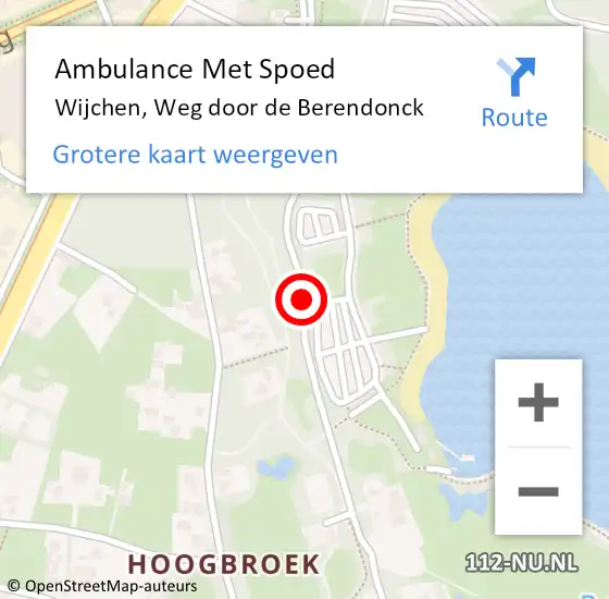Locatie op kaart van de 112 melding: Ambulance Met Spoed Naar Wijchen, Weg door de Berendonck op 12 augustus 2020 14:25