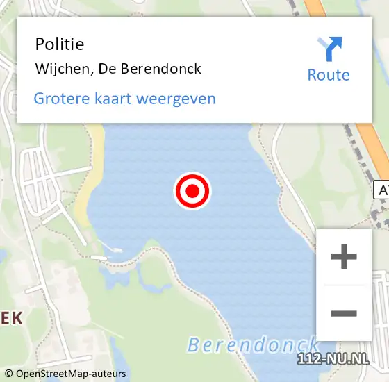 Locatie op kaart van de 112 melding: Politie Wijchen, De Berendonck op 12 augustus 2020 14:28