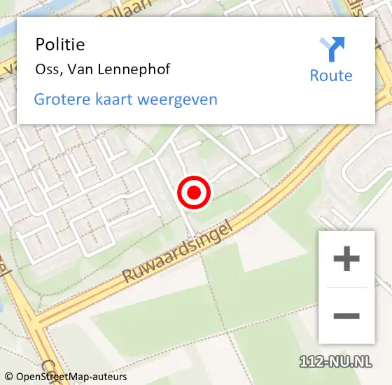 Locatie op kaart van de 112 melding: Politie Oss, Van Lennephof op 12 augustus 2020 14:33