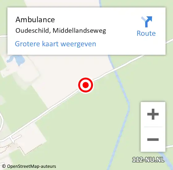 Locatie op kaart van de 112 melding: Ambulance Oudeschild, Middellandseweg op 12 augustus 2020 14:50