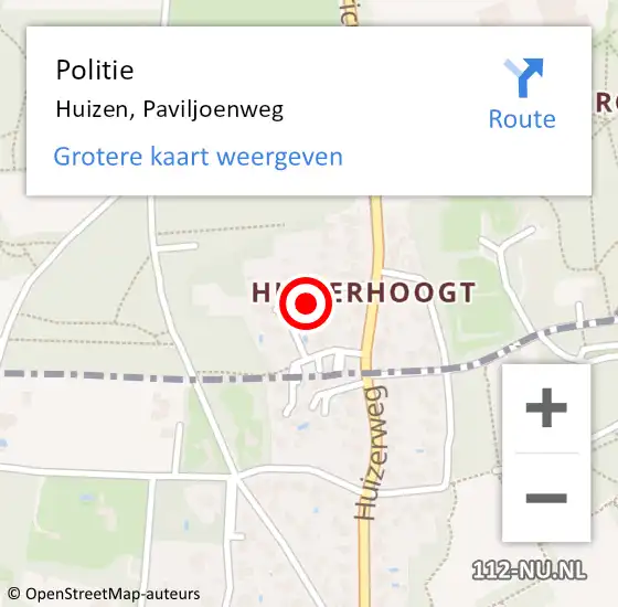 Locatie op kaart van de 112 melding: Politie Huizen, Paviljoenweg op 12 augustus 2020 15:14