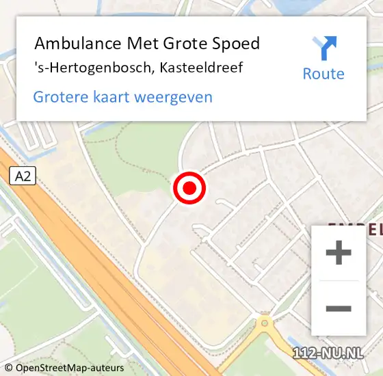Locatie op kaart van de 112 melding: Ambulance Met Grote Spoed Naar 's-Hertogenbosch, Kasteeldreef op 12 augustus 2020 15:52