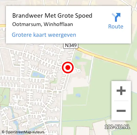 Locatie op kaart van de 112 melding: Brandweer Met Grote Spoed Naar Ootmarsum, Winhofflaan op 12 augustus 2020 16:05