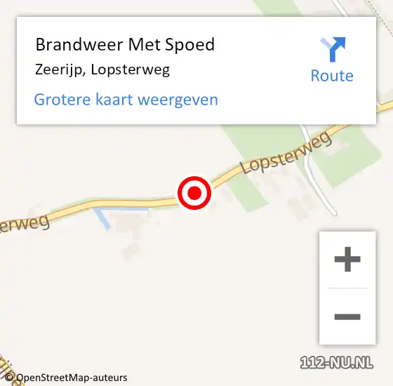 Locatie op kaart van de 112 melding: Brandweer Met Spoed Naar Zeerijp, Lopsterweg op 12 augustus 2020 17:38