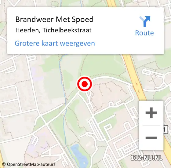 Locatie op kaart van de 112 melding: Brandweer Met Spoed Naar Heerlen, Tichelbeekstraat op 12 augustus 2020 17:52