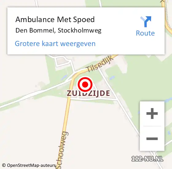 Locatie op kaart van de 112 melding: Ambulance Met Spoed Naar Den Bommel, Stockholmweg op 12 augustus 2020 18:29