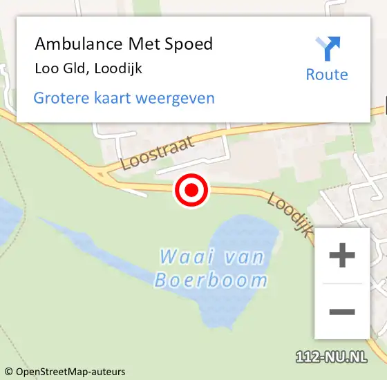 Locatie op kaart van de 112 melding: Ambulance Met Spoed Naar Loo Gld, Loodijk op 12 augustus 2020 18:34
