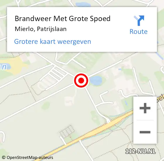 Locatie op kaart van de 112 melding: Brandweer Met Grote Spoed Naar Mierlo, Patrijslaan op 12 augustus 2020 19:56