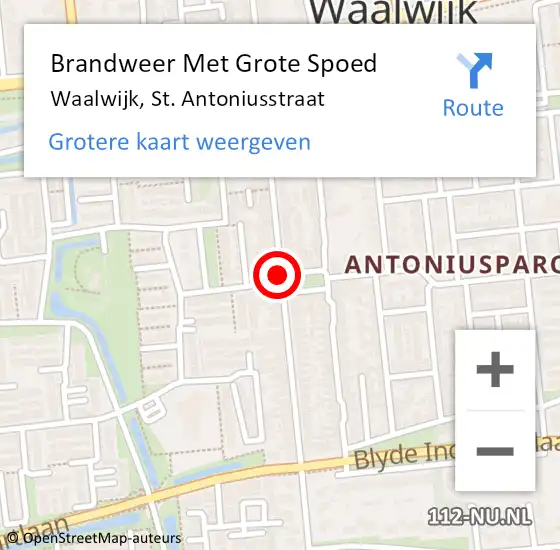 Locatie op kaart van de 112 melding: Brandweer Met Grote Spoed Naar Waalwijk, St. Antoniusstraat op 12 augustus 2020 20:05