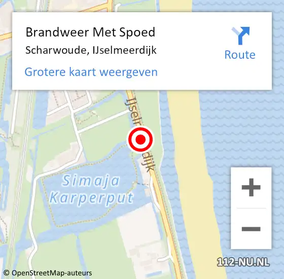Locatie op kaart van de 112 melding: Brandweer Met Spoed Naar Scharwoude, IJselmeerdijk op 12 augustus 2020 20:22