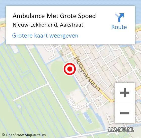 Locatie op kaart van de 112 melding: Ambulance Met Grote Spoed Naar Nieuw-Lekkerland, Aakstraat op 12 augustus 2020 21:39