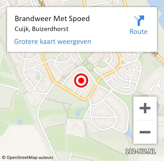 Locatie op kaart van de 112 melding: Brandweer Met Spoed Naar Cuijk, Buizerdhorst op 12 augustus 2020 21:48