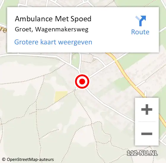 Locatie op kaart van de 112 melding: Ambulance Met Spoed Naar Groet, Wagenmakersweg op 13 augustus 2020 01:35