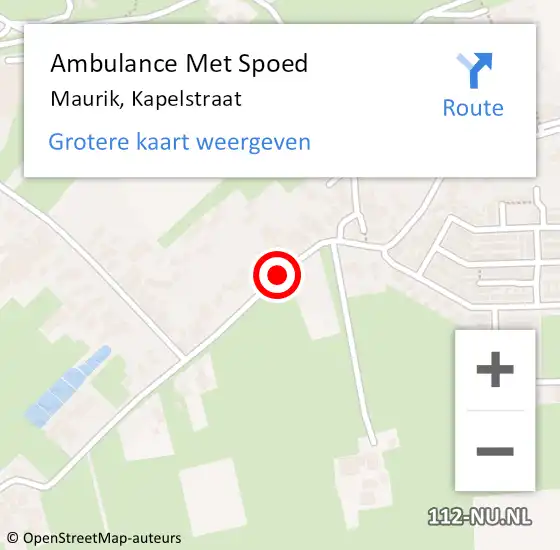 Locatie op kaart van de 112 melding: Ambulance Met Spoed Naar Maurik, Kapelstraat op 13 augustus 2020 02:05