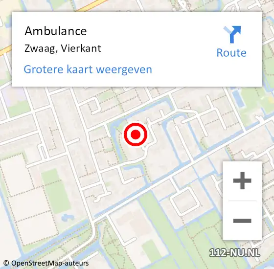 Locatie op kaart van de 112 melding: Ambulance Zwaag, Vierkant op 13 augustus 2020 07:29