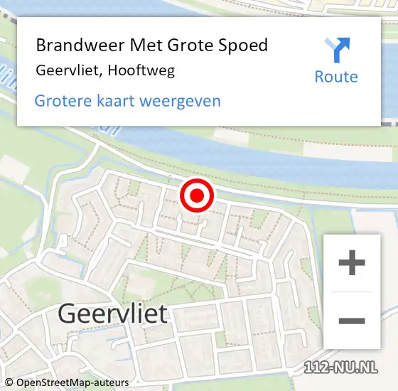 Locatie op kaart van de 112 melding: Brandweer Met Grote Spoed Naar Geervliet, Hooftweg op 13 augustus 2020 09:46