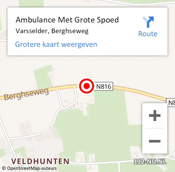 Locatie op kaart van de 112 melding: Ambulance Met Grote Spoed Naar Varsselder, Berghseweg op 13 augustus 2020 10:26