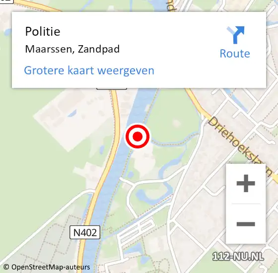 Locatie op kaart van de 112 melding: Politie Maarssen, Zandpad op 13 augustus 2020 11:09