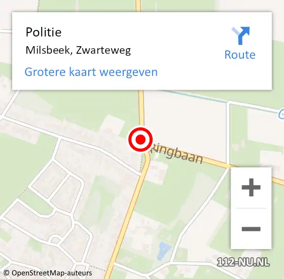 Locatie op kaart van de 112 melding: Politie Milsbeek, Zwarteweg op 13 augustus 2020 12:00