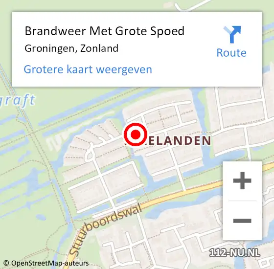 Locatie op kaart van de 112 melding: Brandweer Met Grote Spoed Naar Groningen, Zonland op 15 mei 2014 17:49