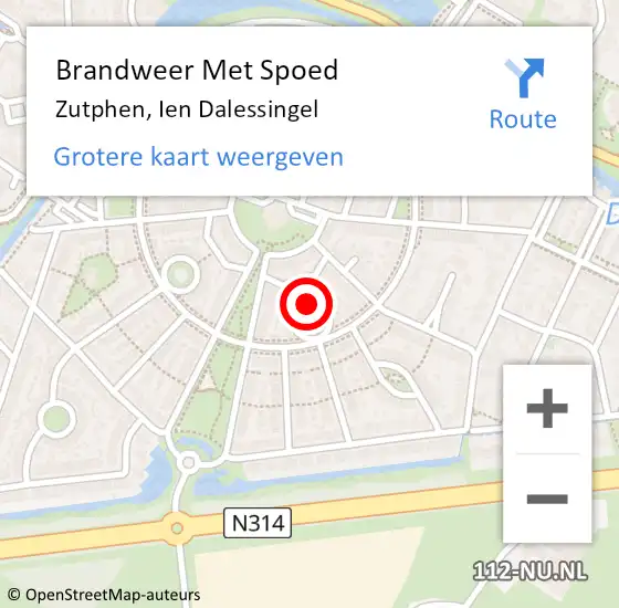 Locatie op kaart van de 112 melding: Brandweer Met Spoed Naar Zutphen, Ien Dalessingel op 13 augustus 2020 12:29