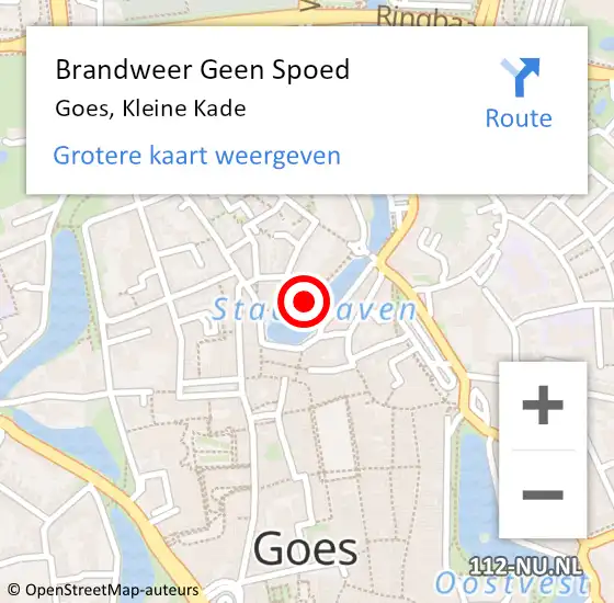 Locatie op kaart van de 112 melding: Brandweer Geen Spoed Naar Goes, Kleine Kade op 13 augustus 2020 12:56