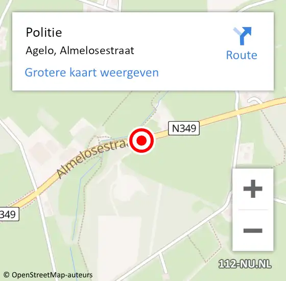 Locatie op kaart van de 112 melding: Politie Agelo, Almelosestraat op 13 augustus 2020 13:21