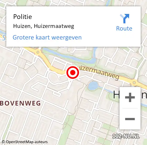 Locatie op kaart van de 112 melding: Politie Huizen, Huizermaatweg op 13 augustus 2020 13:26